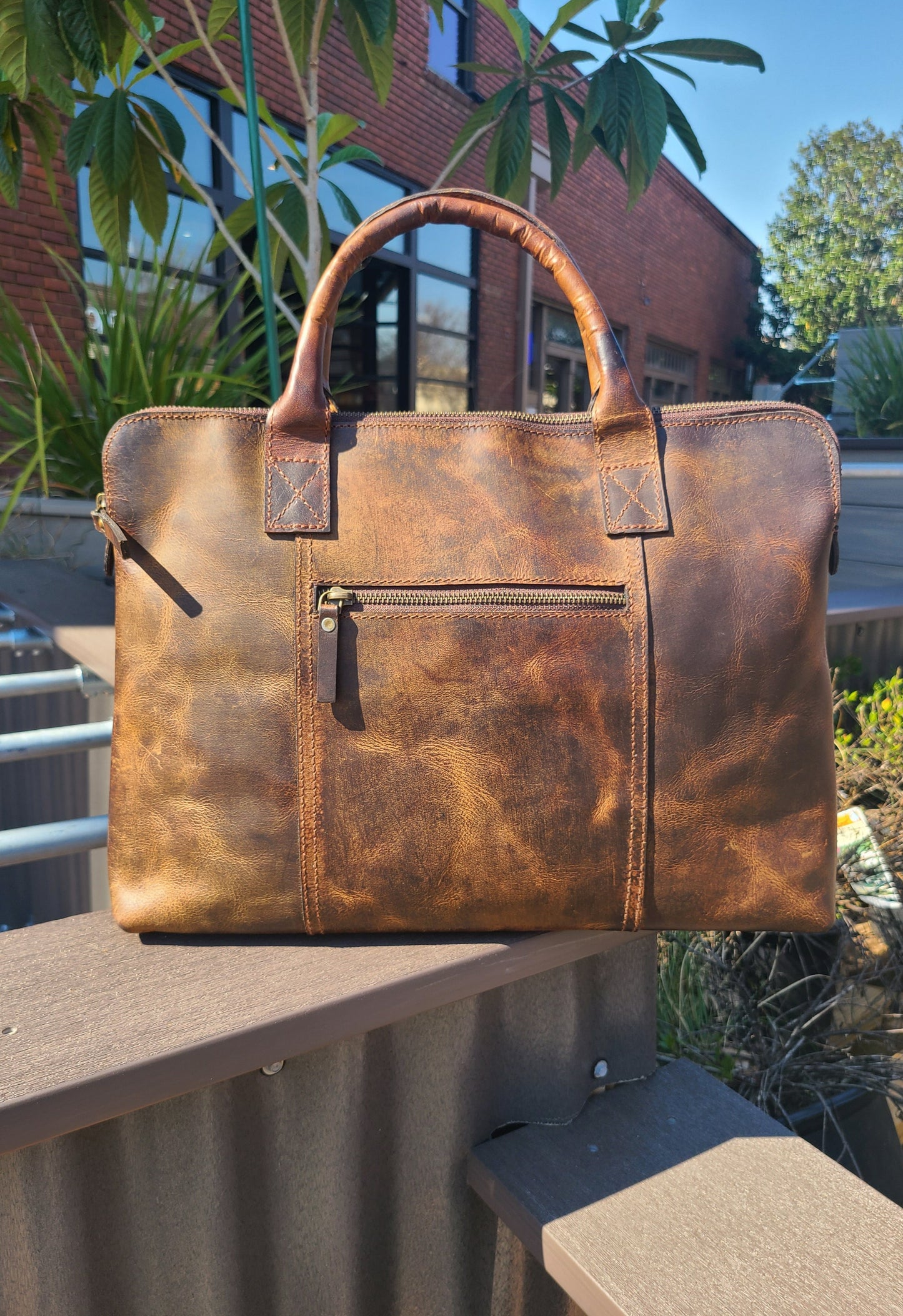Crazy Horse Leather Messenger Laptop Sleeve-Status Co. Leather Studio