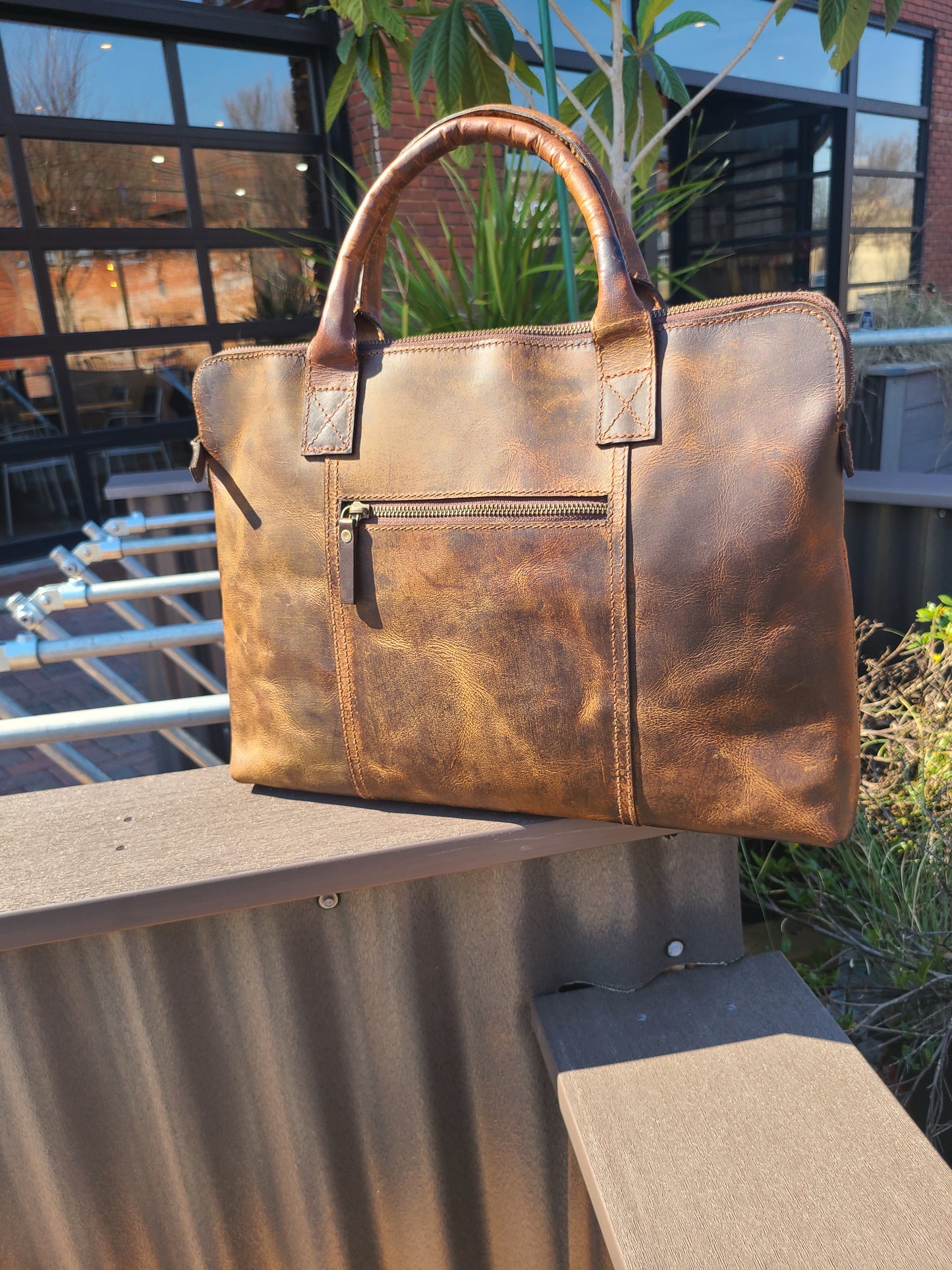 Crazy Horse Leather Messenger Laptop Sleeve-Status Co. Leather Studio