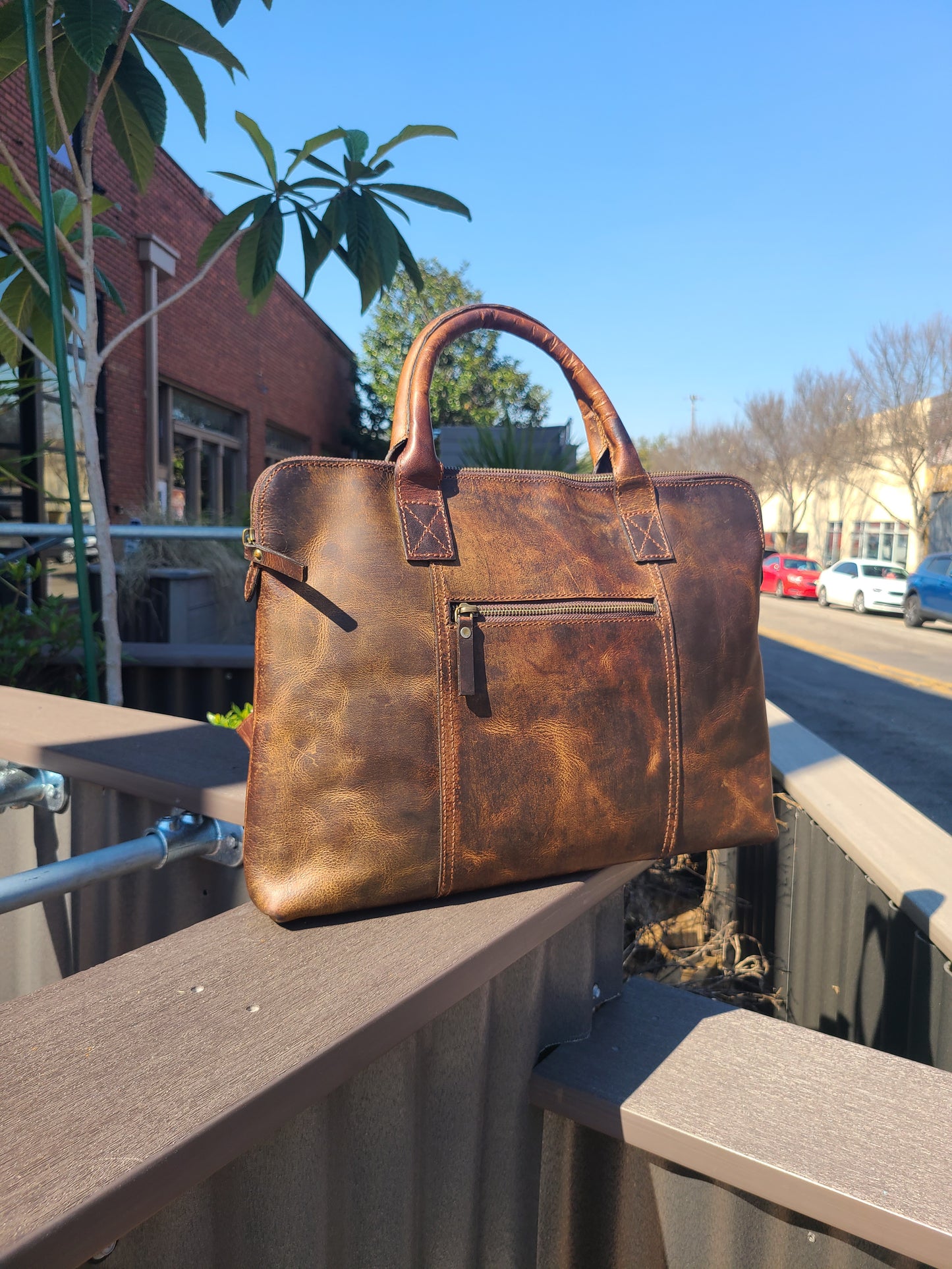 Crazy Horse Leather Messenger Laptop Sleeve-Status Co. Leather Studio