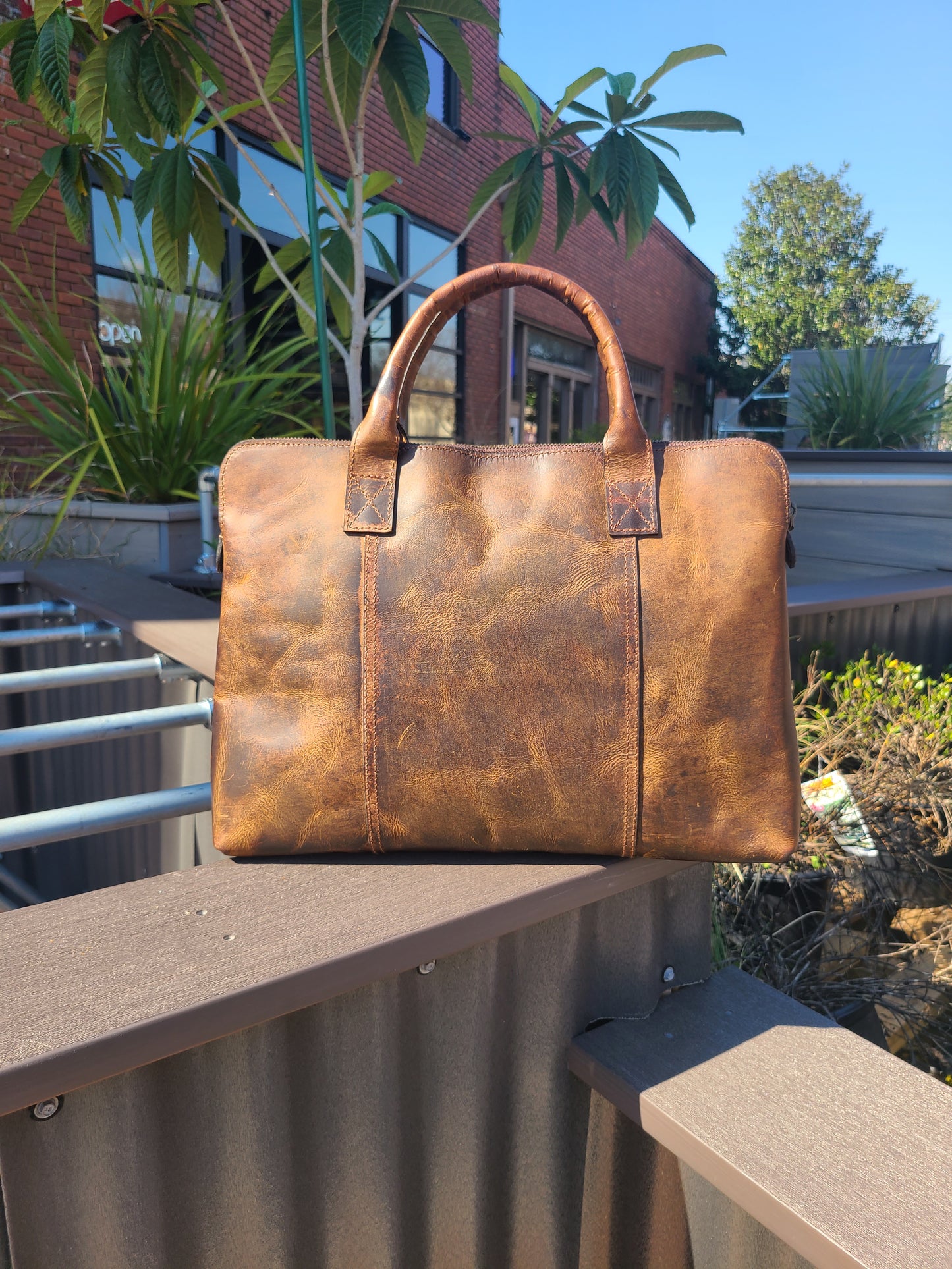 Crazy Horse Leather Messenger Laptop Sleeve-Status Co. Leather Studio