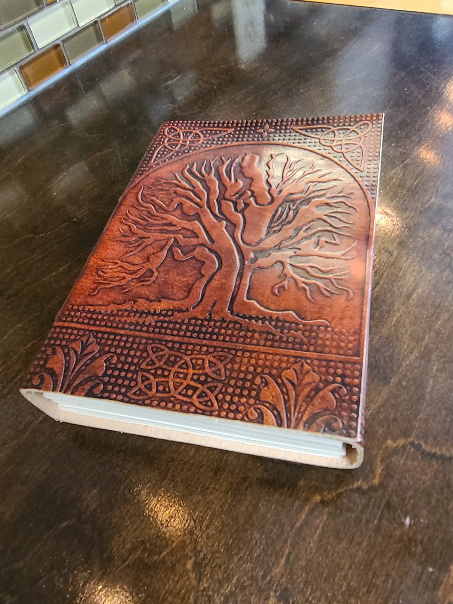 Tree Of Life Red Leather Writing Journal-Status Co. Leather Studio