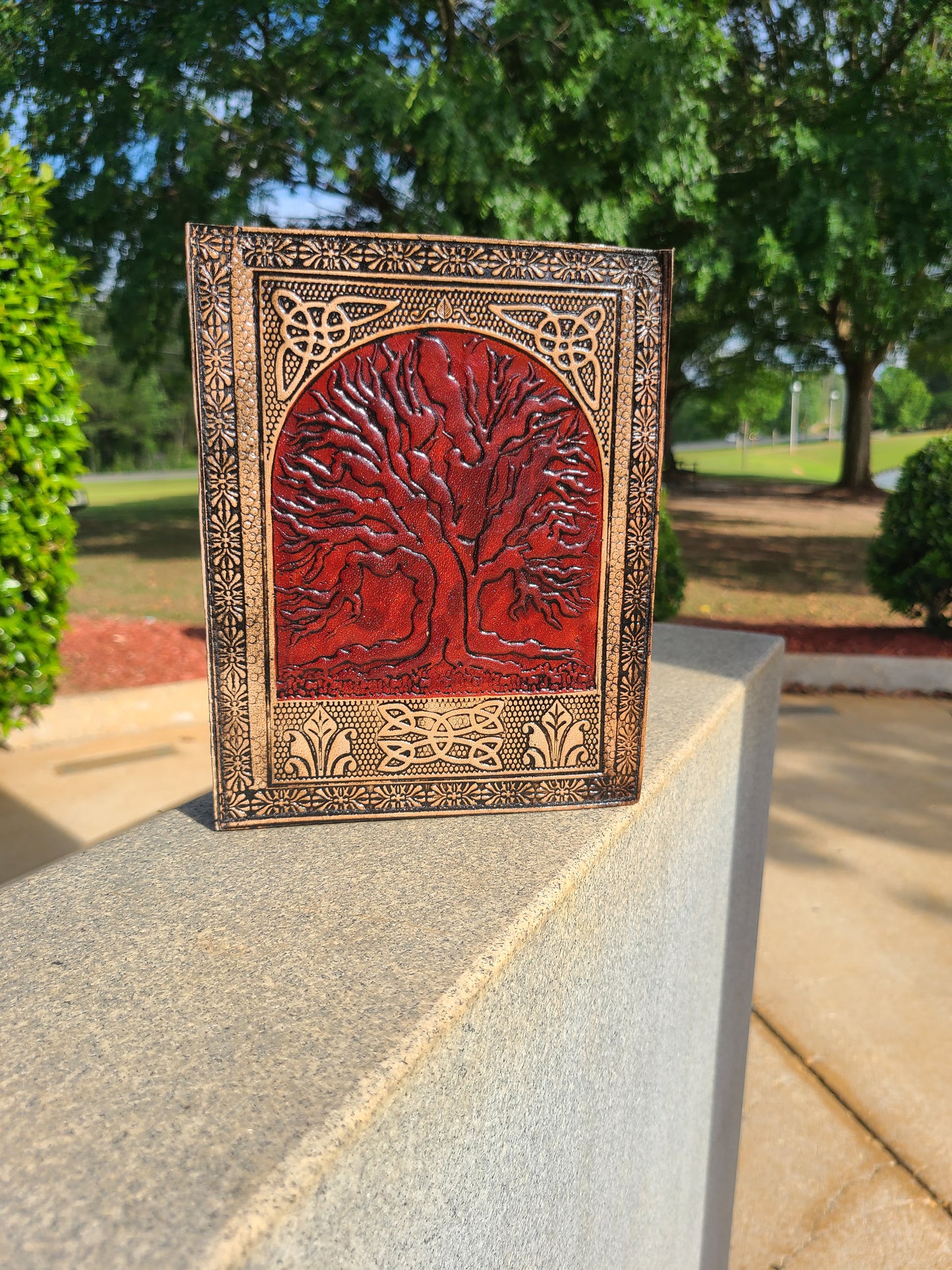 Tree Of Life Red and Tan Leather Writing Journal-Status Co. Leather Studio