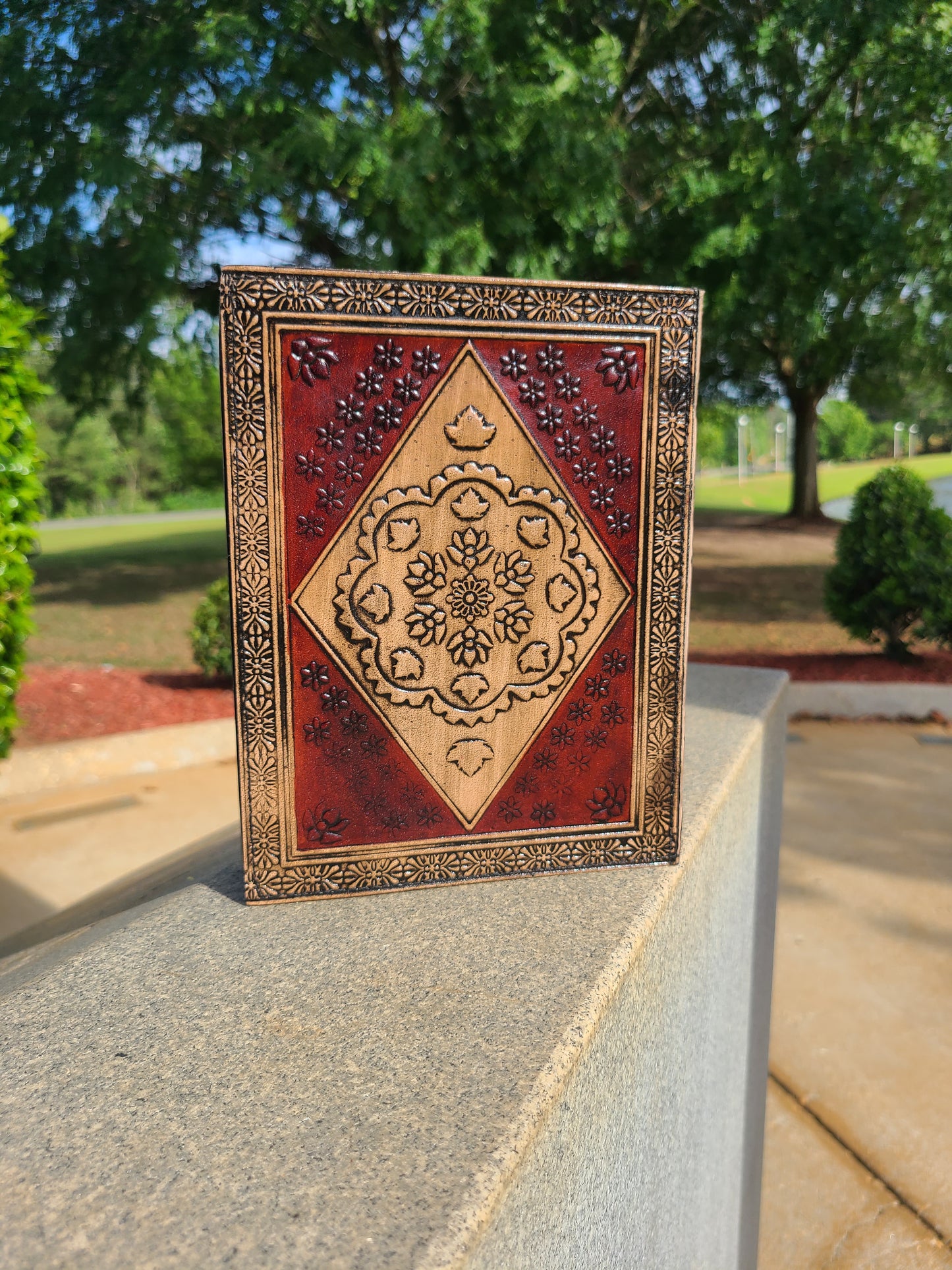 Tree Of Life Red and Tan Leather Writing Journal-Status Co. Leather Studio