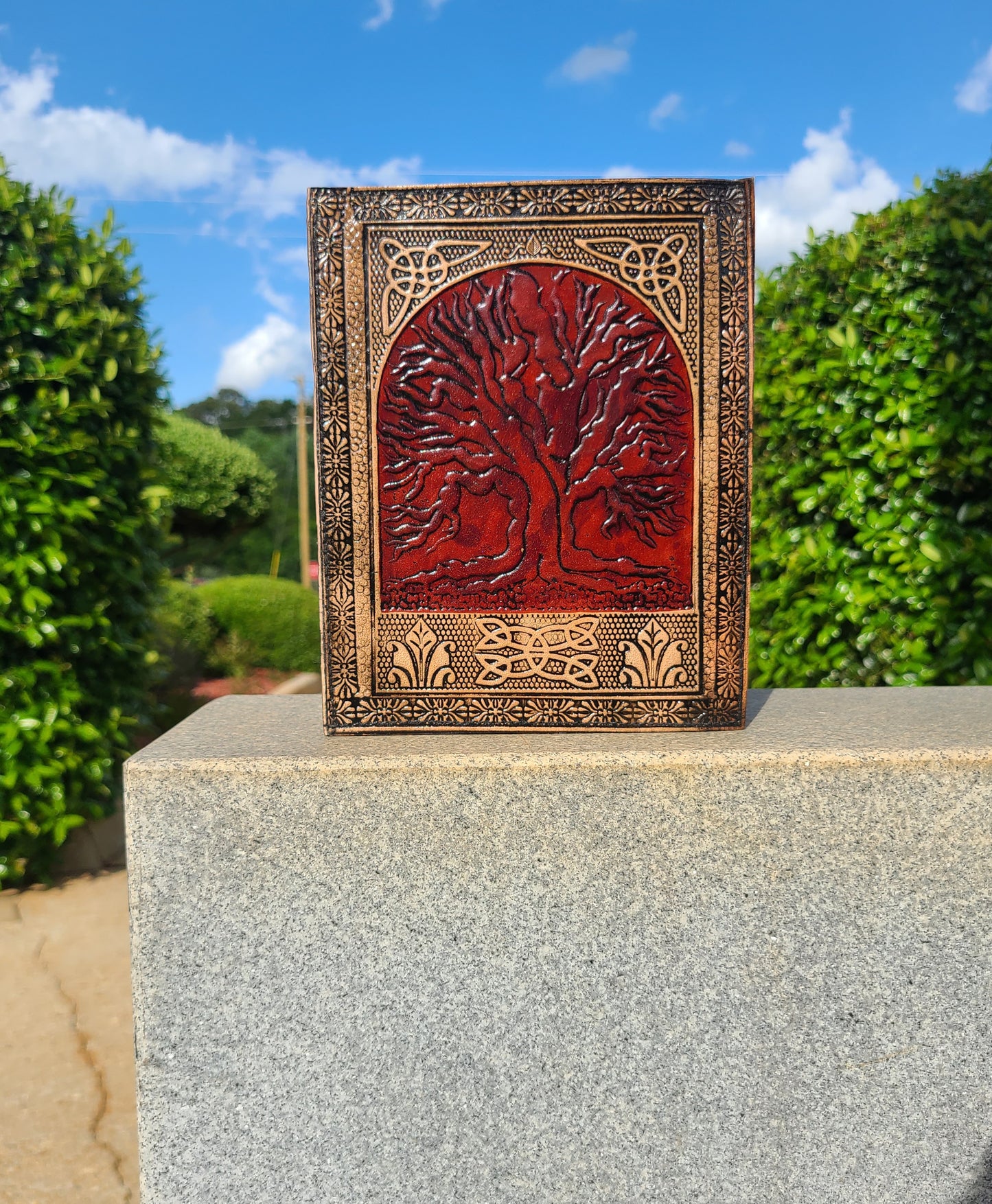 Tree Of Life Red and Tan Leather Writing Journal-Status Co. Leather Studio