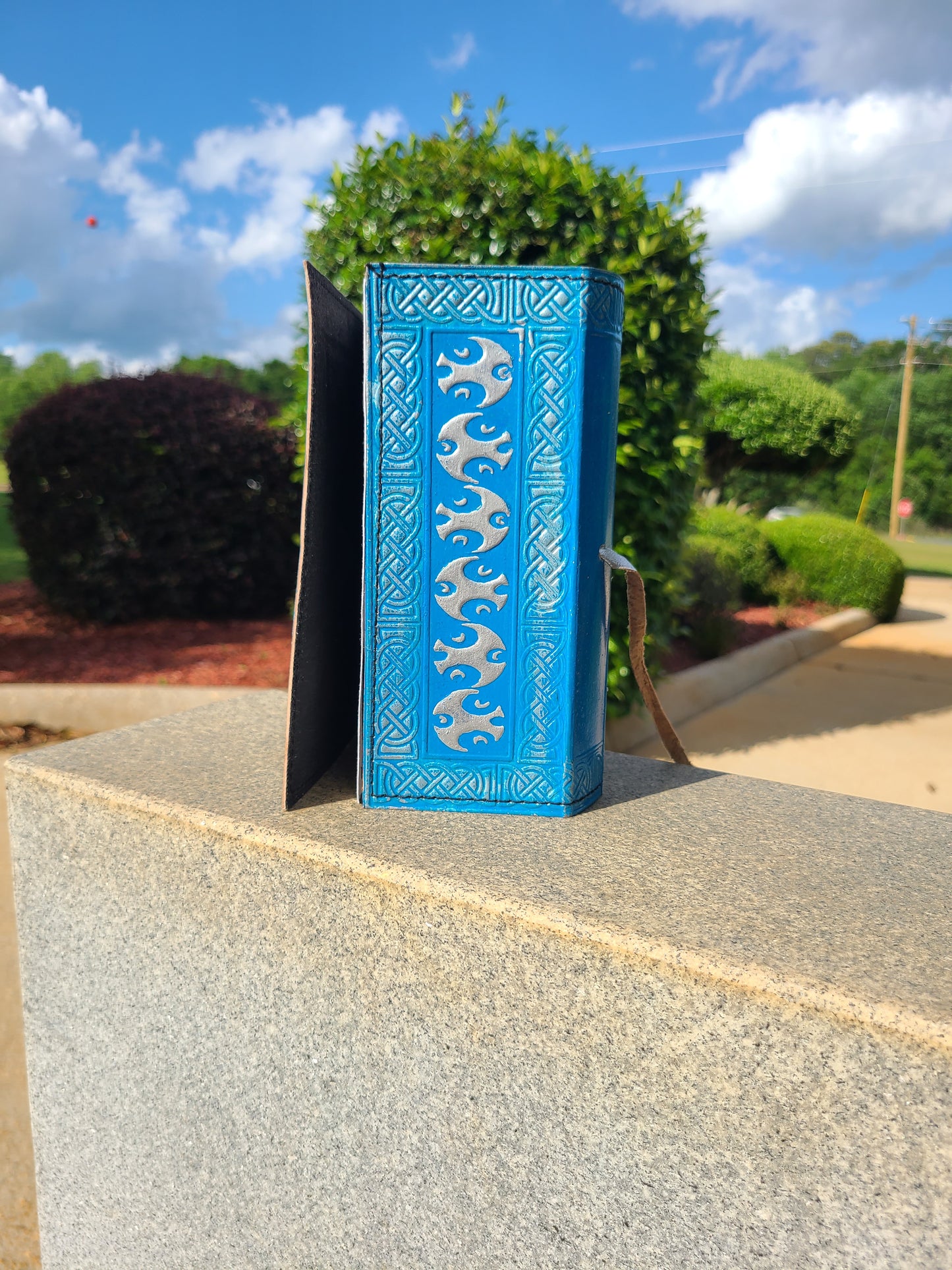 Blue Celtic Triquetra Knot Leather Journal-Status Co. Leather Studio