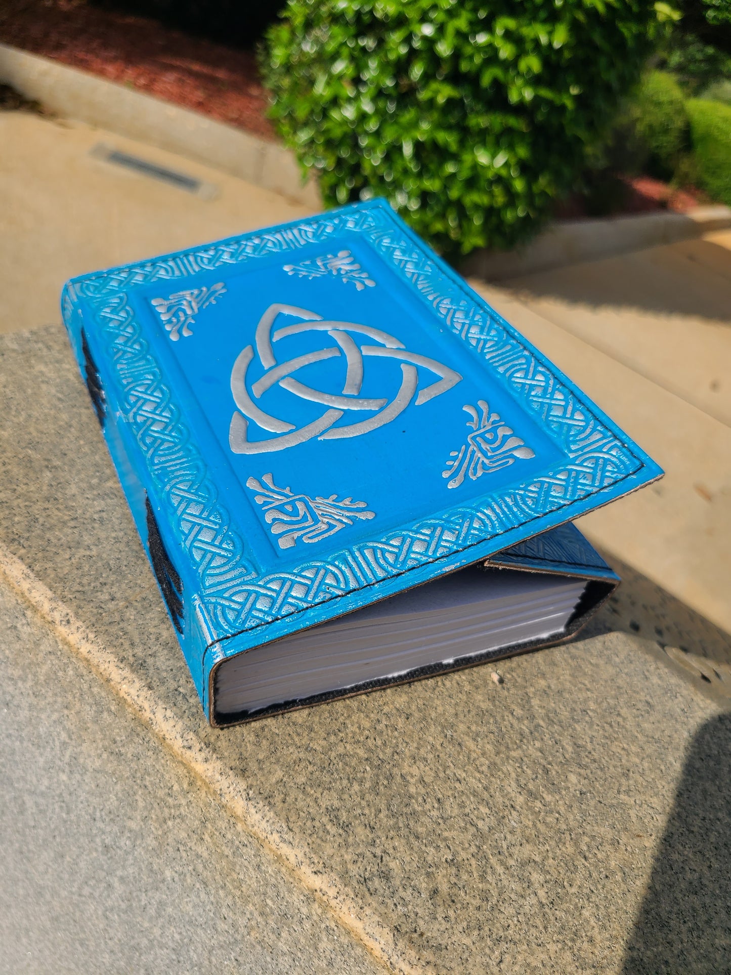 Blue Celtic Triquetra Knot Leather Journal-Status Co. Leather Studio