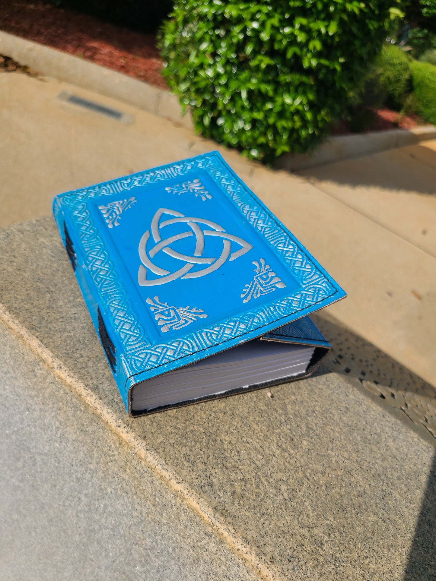 Blue Celtic Triquetra Knot Leather Journal-Status Co. Leather Studio
