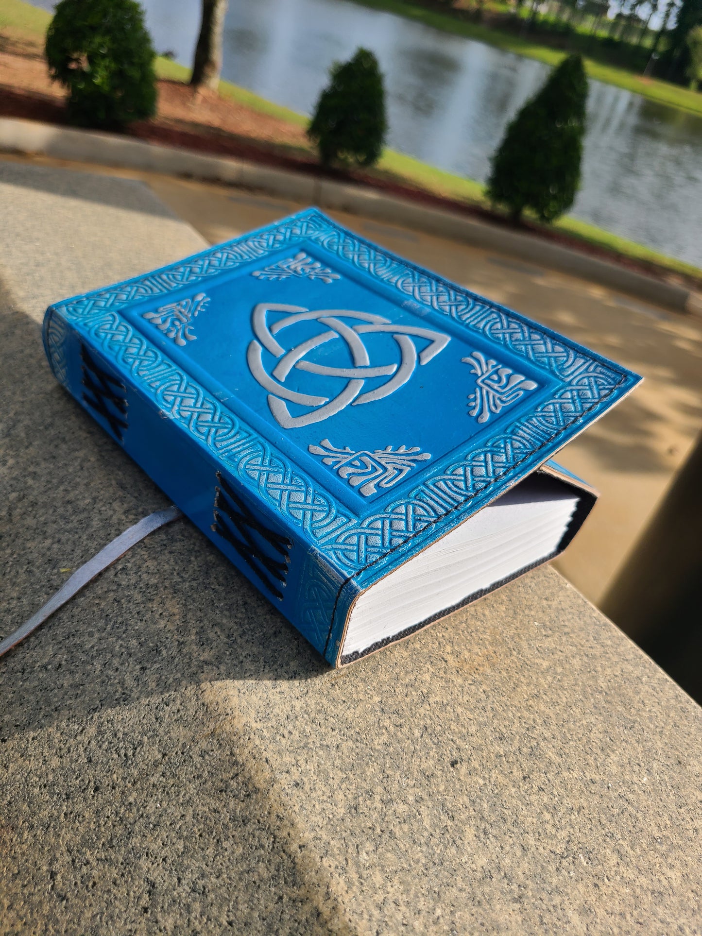 Blue Celtic Triquetra Knot Leather Journal-Status Co. Leather Studio