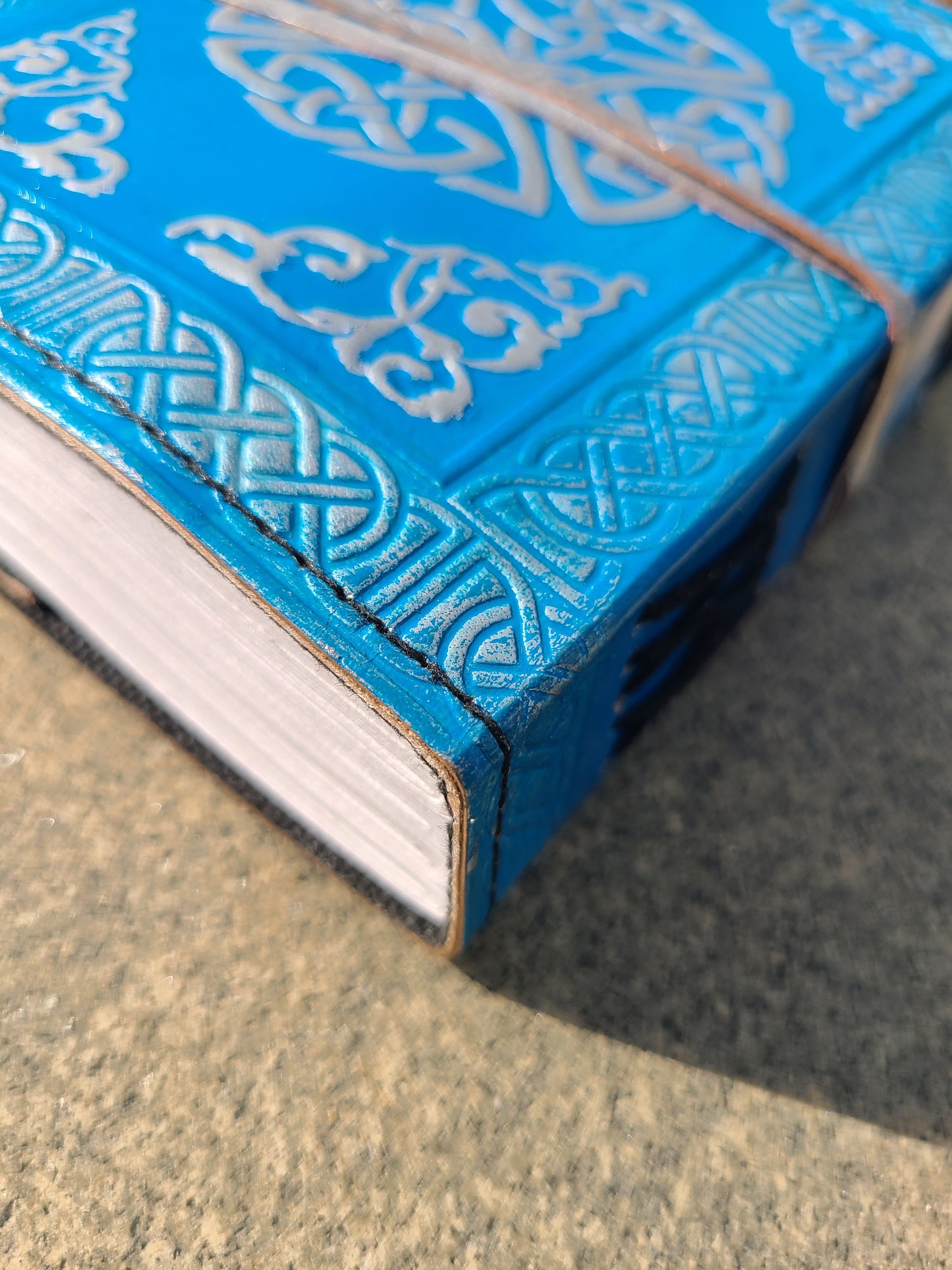 Blue Celtic Triquetra Knot Leather Journal-Status Co. Leather Studio