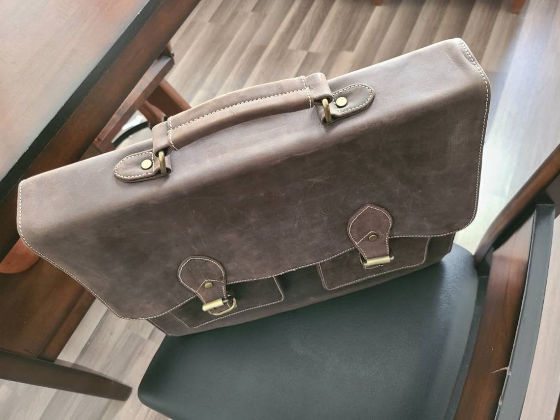 Buffalo Leather Office Messenger Bag-Status Co. Leather Studio