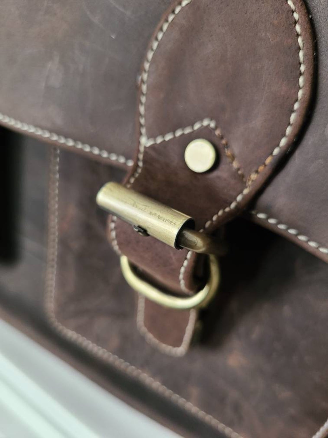 Buffalo Leather Office Messenger Bag-Status Co. Leather Studio
