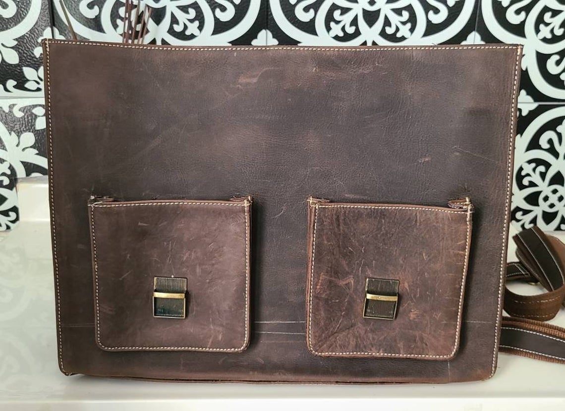 Buffalo Leather Office Messenger Bag-Status Co. Leather Studio