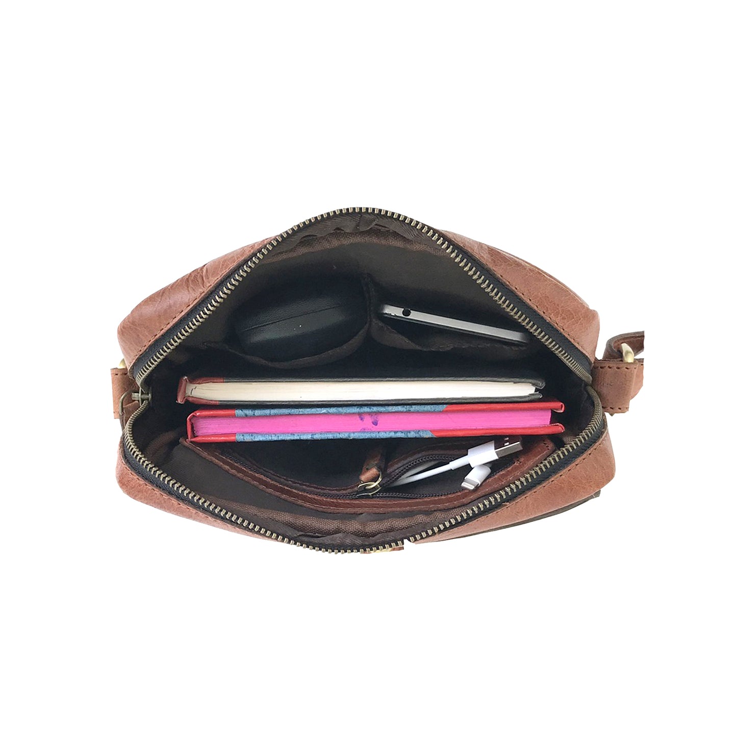 Full-grain Buffalo Leather Sling Messenger Bag - Expresso Brown-Status Co. Leather Studio