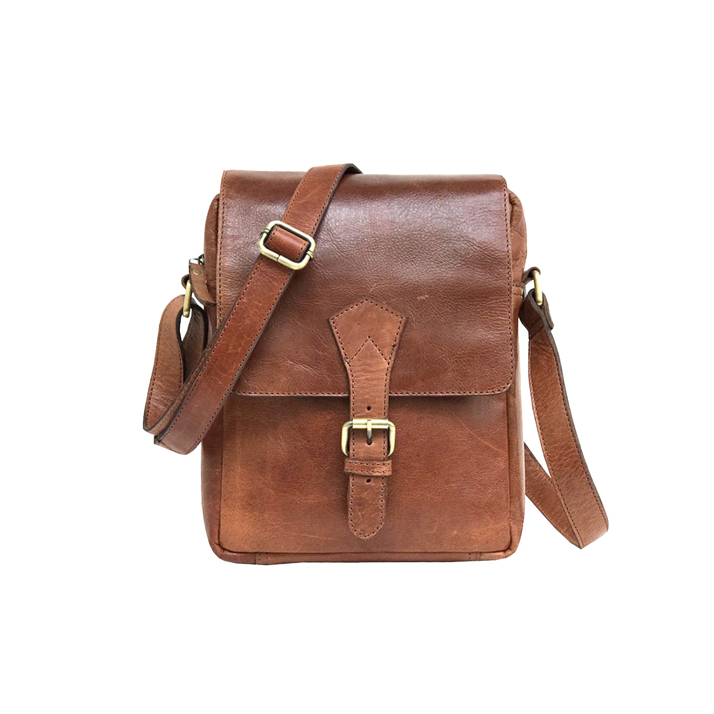 Full-grain Buffalo Leather Sling Messenger Bag - Expresso Brown-Status Co. Leather Studio