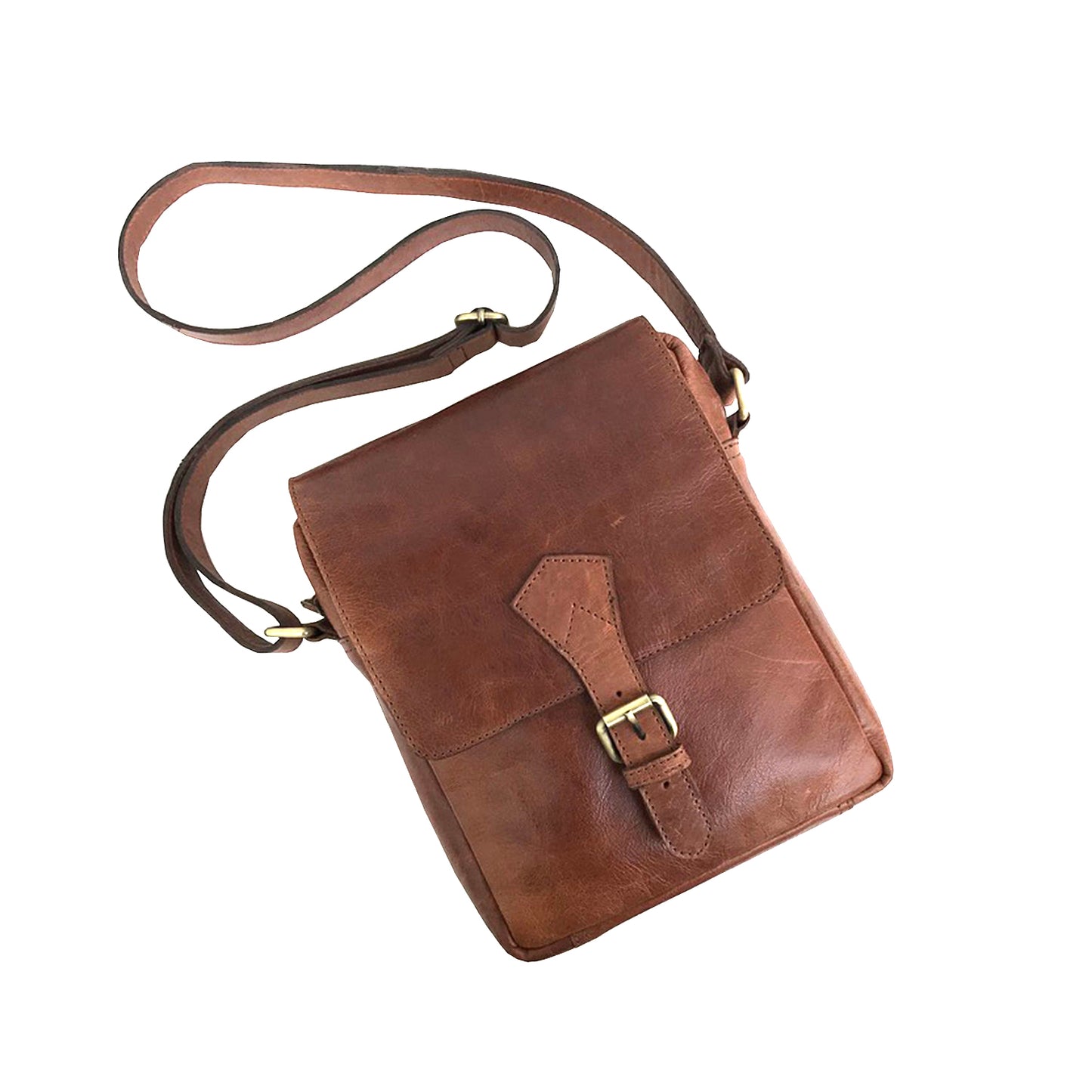Full-grain Buffalo Leather Sling Messenger Bag - Expresso Brown-Status Co. Leather Studio