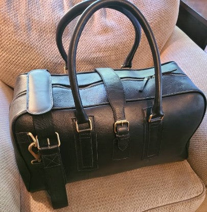 Handcrafted Black Cowhide Leather Duffel-Status Co. Leather Studio