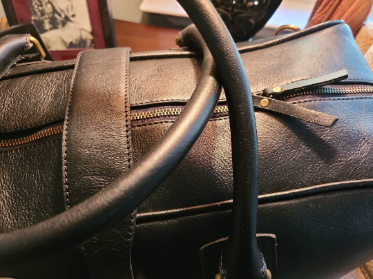 Handcrafted Black Cowhide Leather Duffel-Status Co. Leather Studio
