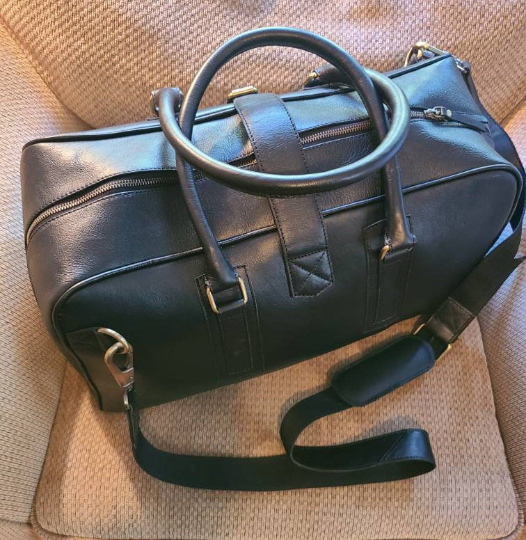 Handcrafted Black Cowhide Leather Duffel-Status Co. Leather Studio