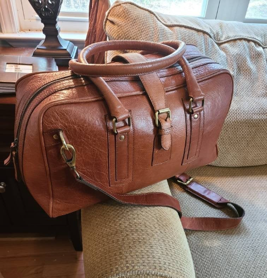 Handcrafted Brown Cowhide Leather Duffel-Status Co. Leather Studio