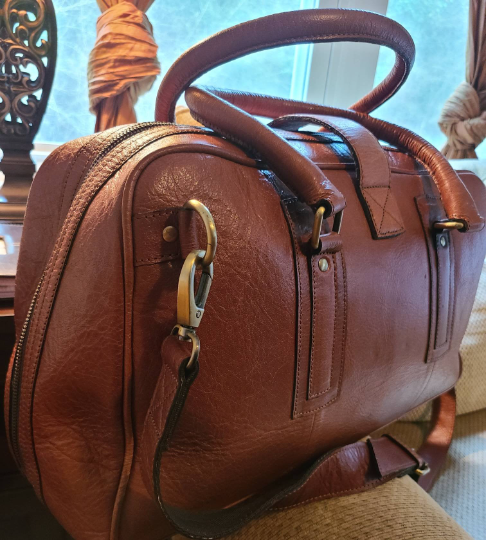 Handcrafted Brown Cowhide Leather Duffel-Status Co. Leather Studio