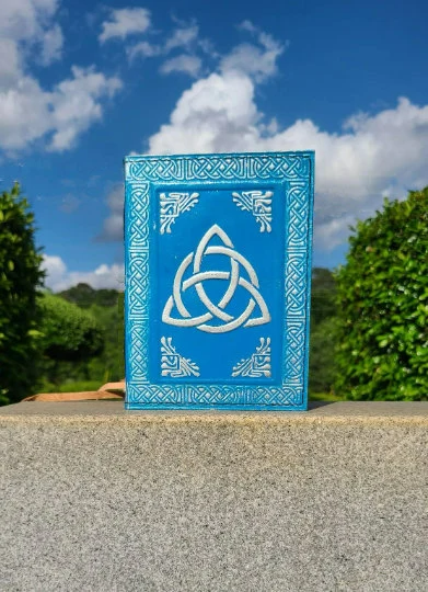 Blue Celtic Triquetra Knot Leather Journal-Status Co. Leather Studio