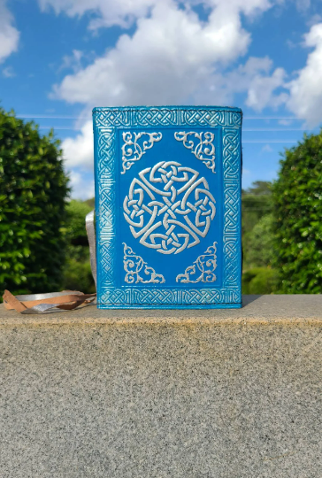 Blue Celtic Triquetra Knot Leather Journal-Status Co. Leather Studio