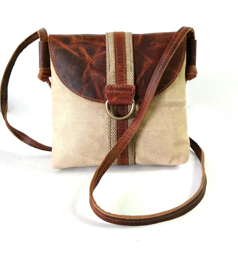Leather and Canvas Mini Sling Bag-Status Co. Leather Studio