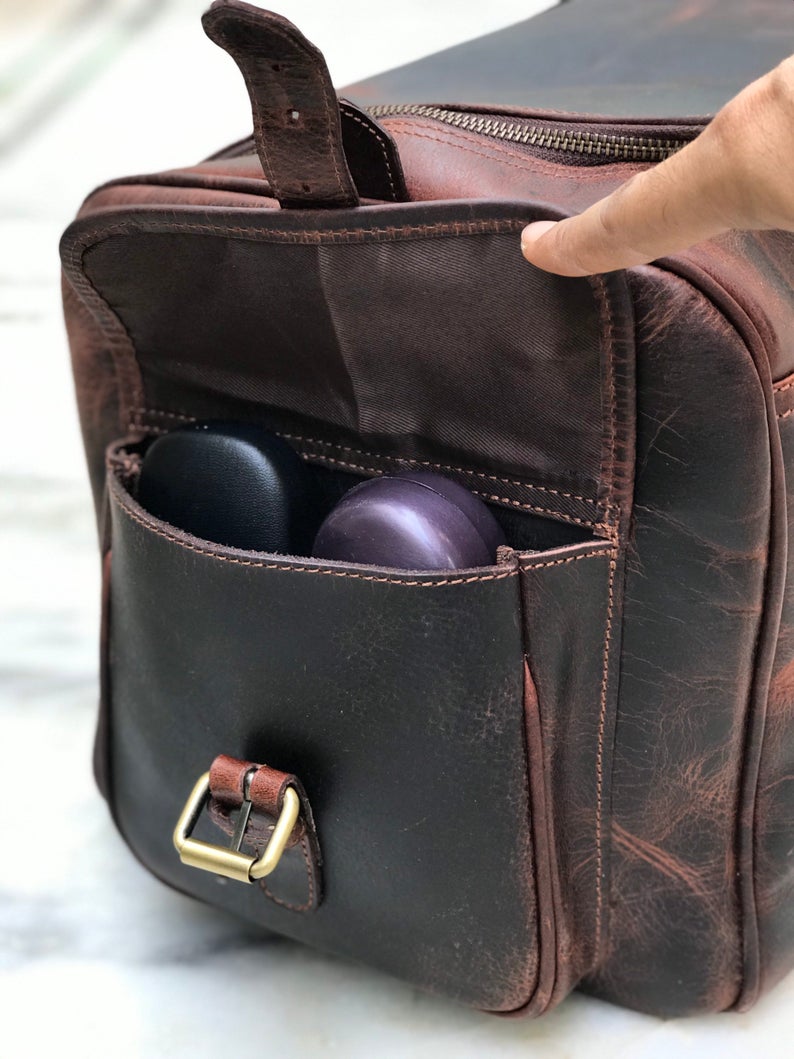 Combo Offer - 24 inch Men's Buffalo Leather Weekender Duffel and Toiletry Bag-Status Co. Leather Studio