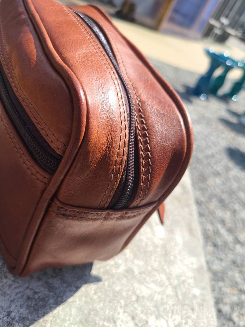 Leather Toiletry Bag - Travel Pouch - Cognac Brown-Status Co. Leather Studio