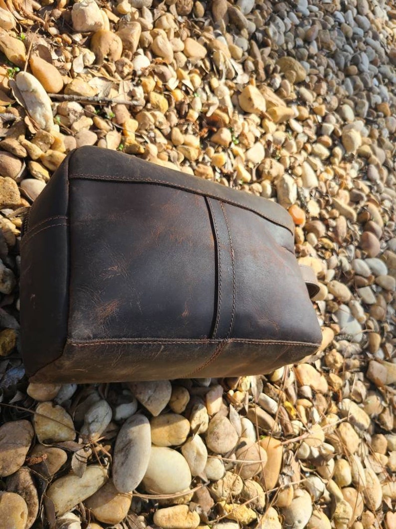 Buffalo Leather Travel Toiletry Bag - Chestnut Brown-Status Co. Leather Studio