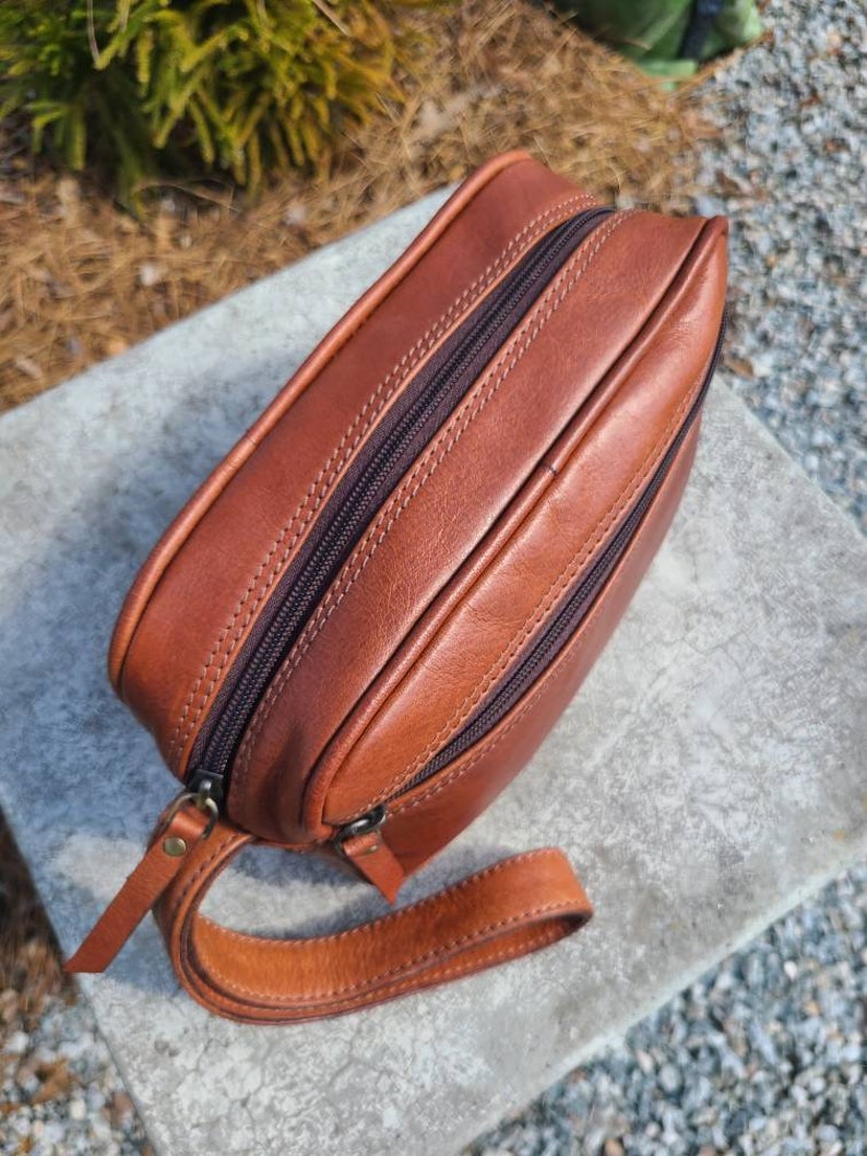 Leather Toiletry Bag - Travel Pouch - Cognac Brown-Status Co. Leather Studio