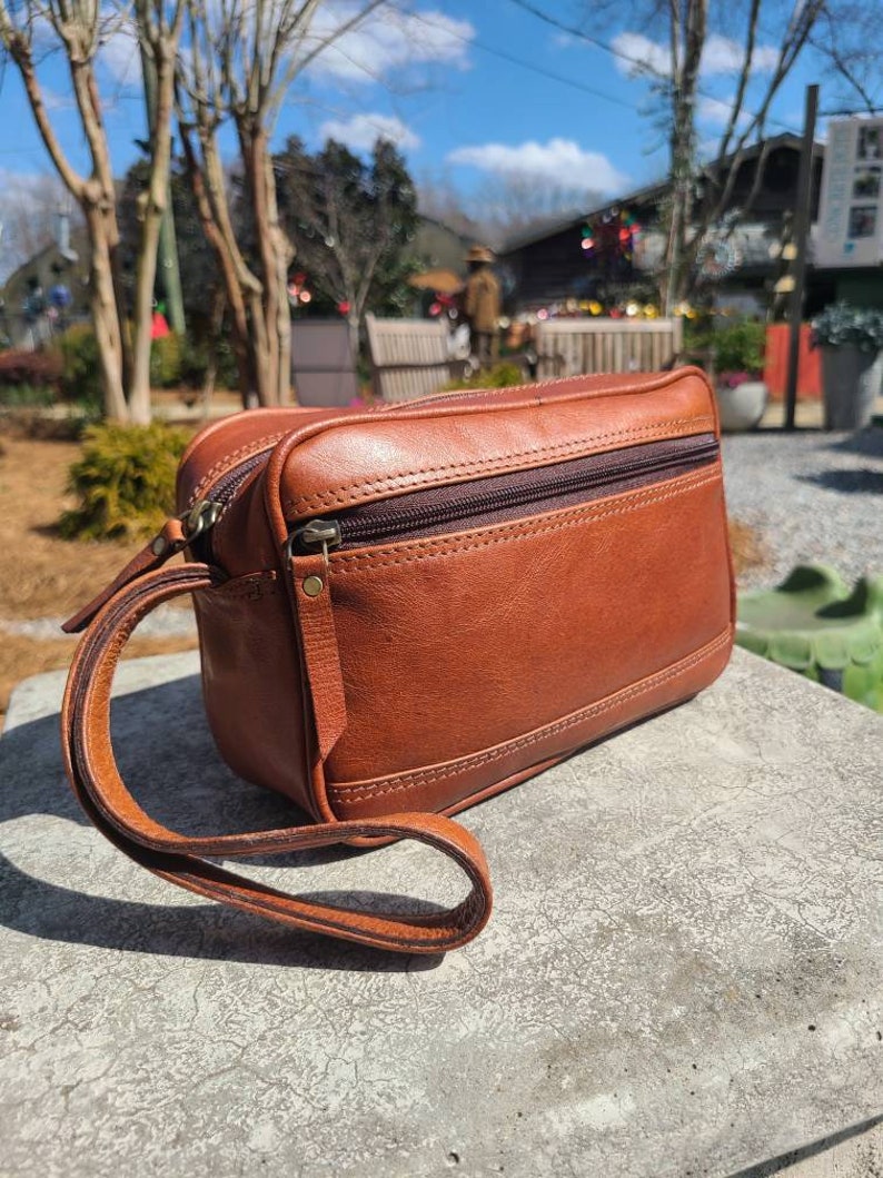 Leather Toiletry Bag - Travel Pouch - Cognac Brown-Status Co. Leather Studio