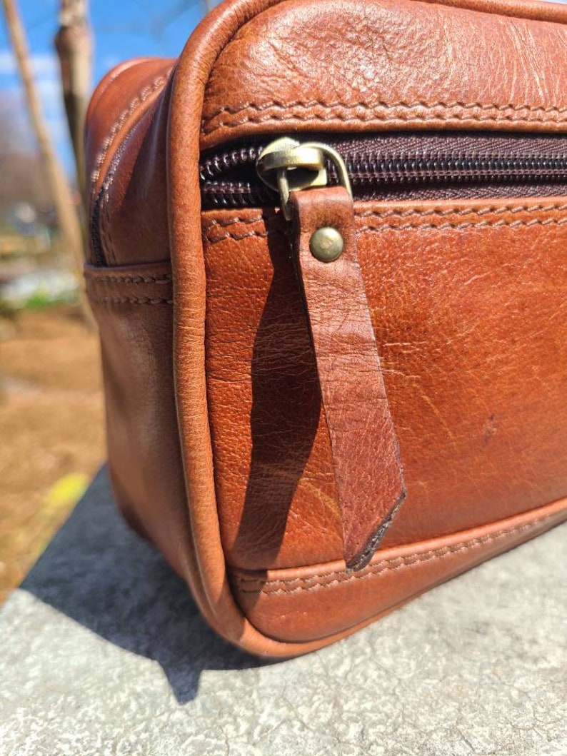 Leather Toiletry Bag - Travel Pouch - Cognac Brown-Status Co. Leather Studio