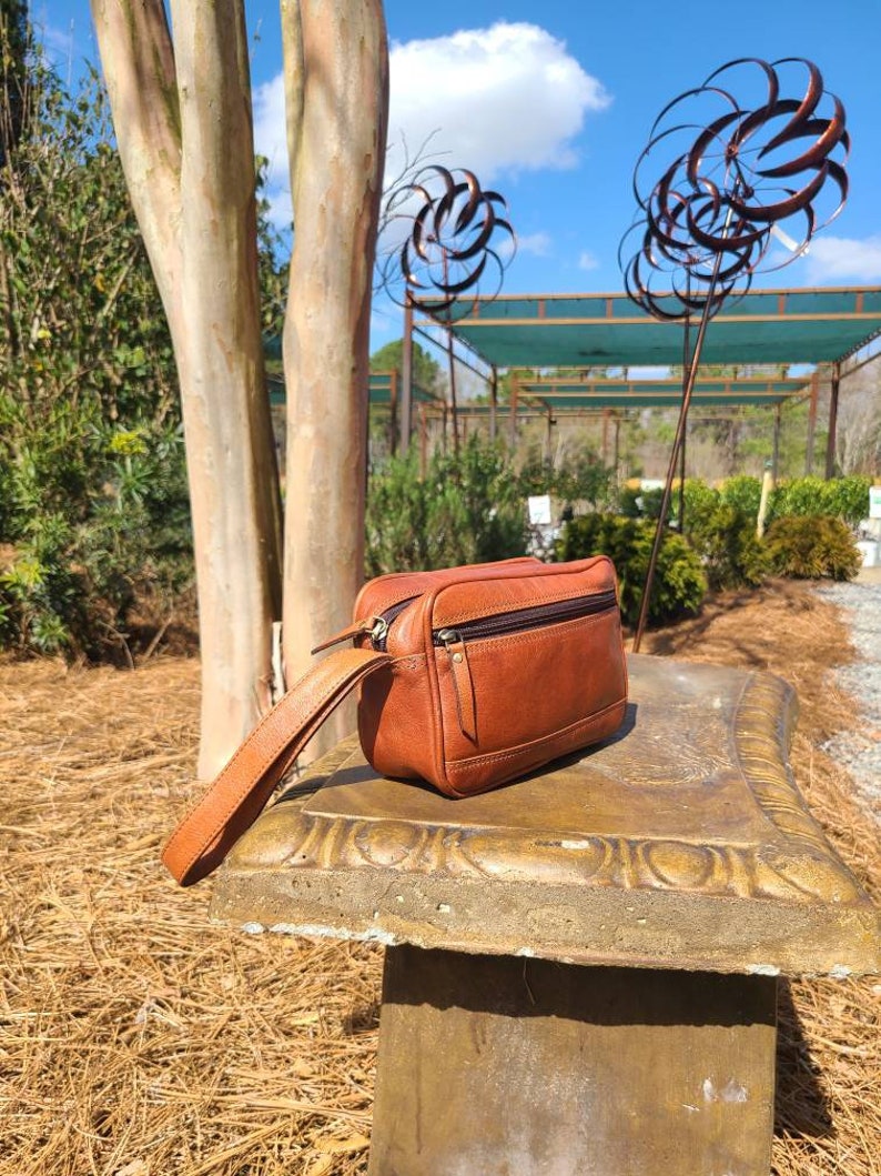 Leather Toiletry Bag - Travel Pouch - Cognac Brown-Status Co. Leather Studio