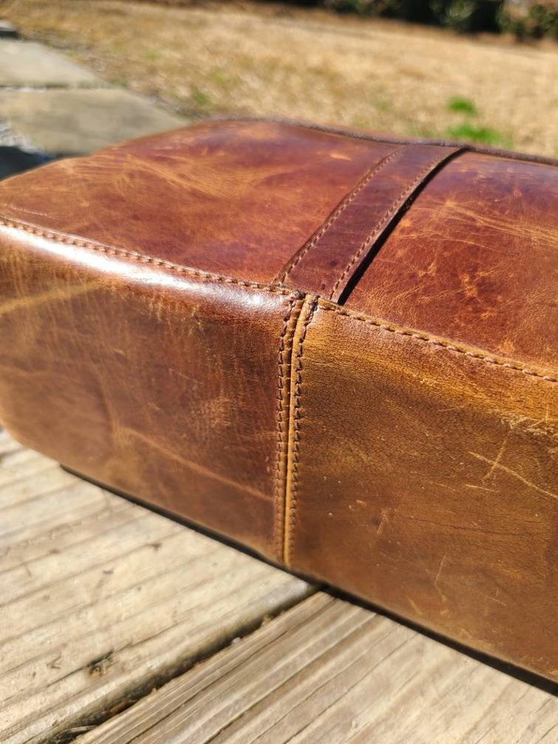 Buffalo Leather Travel Toiletry Bag - Cognac Brown-Status Co. Leather Studio