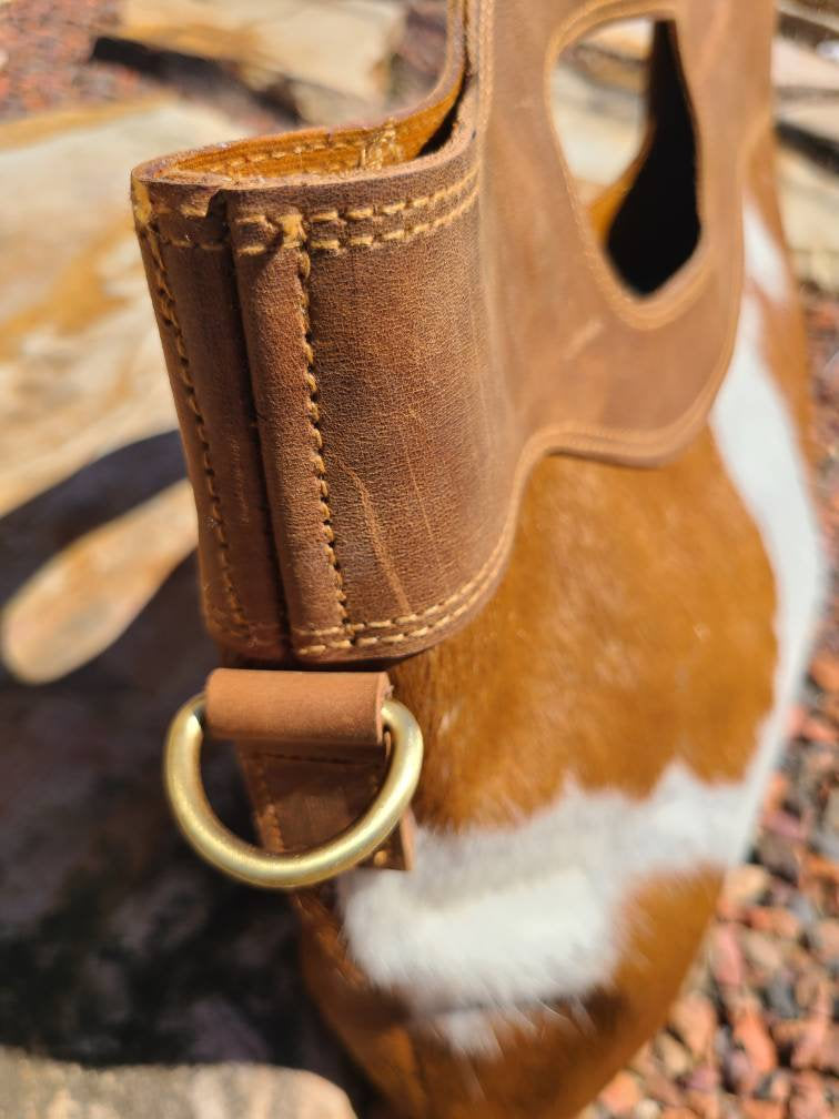 Hair-on Cowhide Leather Western Handbag - Brown and White-Status Co. Leather Studio