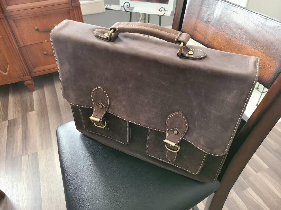 Buffalo Leather Office Messenger Bag-Status Co. Leather Studio