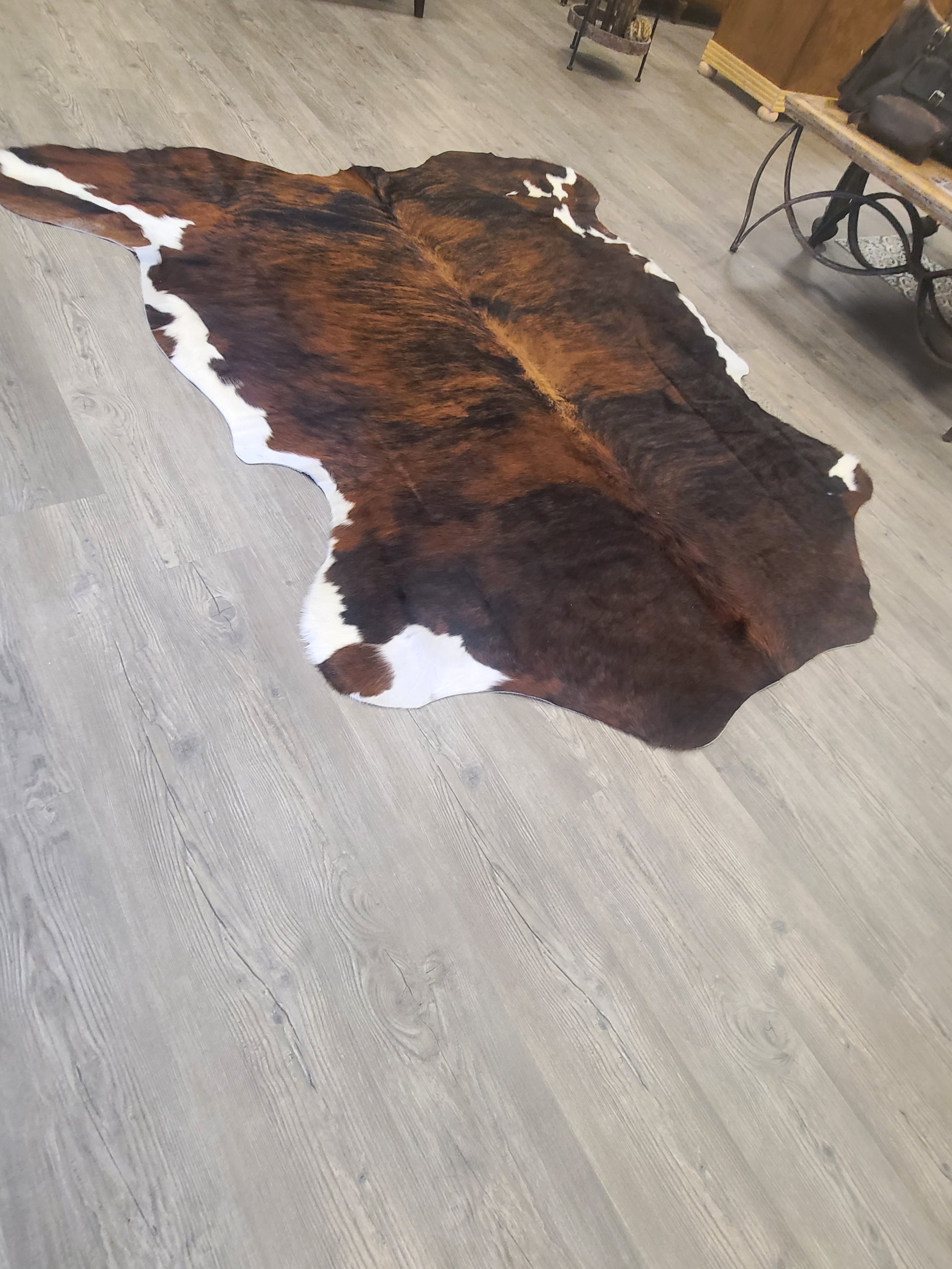 Brazilian Cowhide Rug - Dark White Belly Brindle - 8 ft x 6 ft-Status Co. Leather Studio