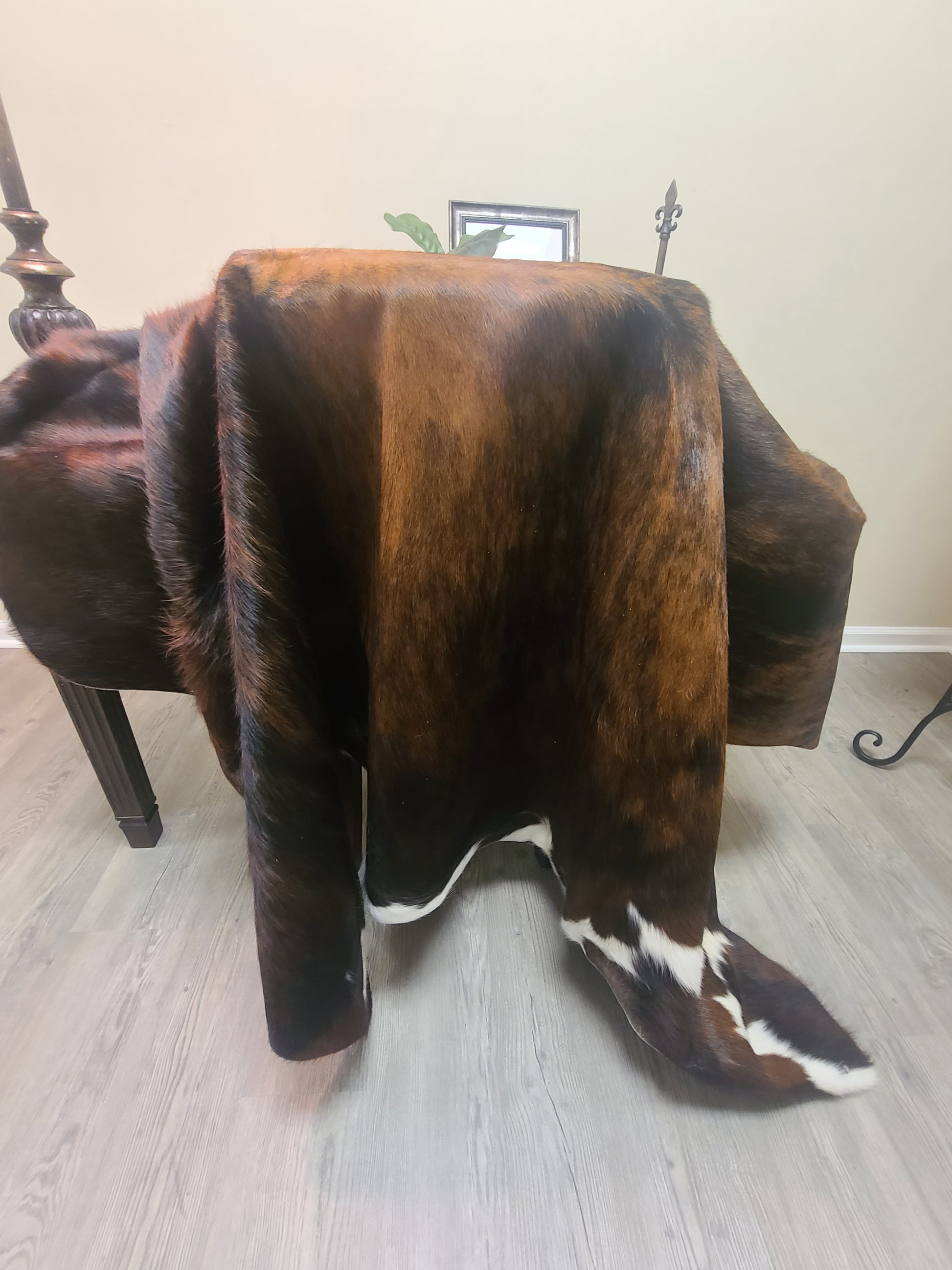 Brazilian Cowhide Rug - Dark White Belly Brindle - 8 ft x 6 ft-Status Co. Leather Studio