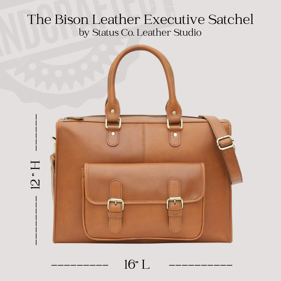 Bison Leather Executive Satchel-Status Co. Leather Studio