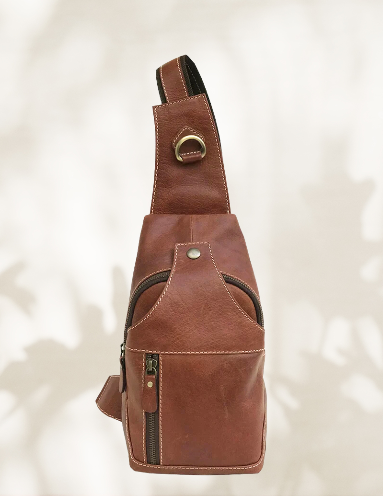 Modern Leather Chest Bag - Cognac Brown-Status Co. Leather Studio