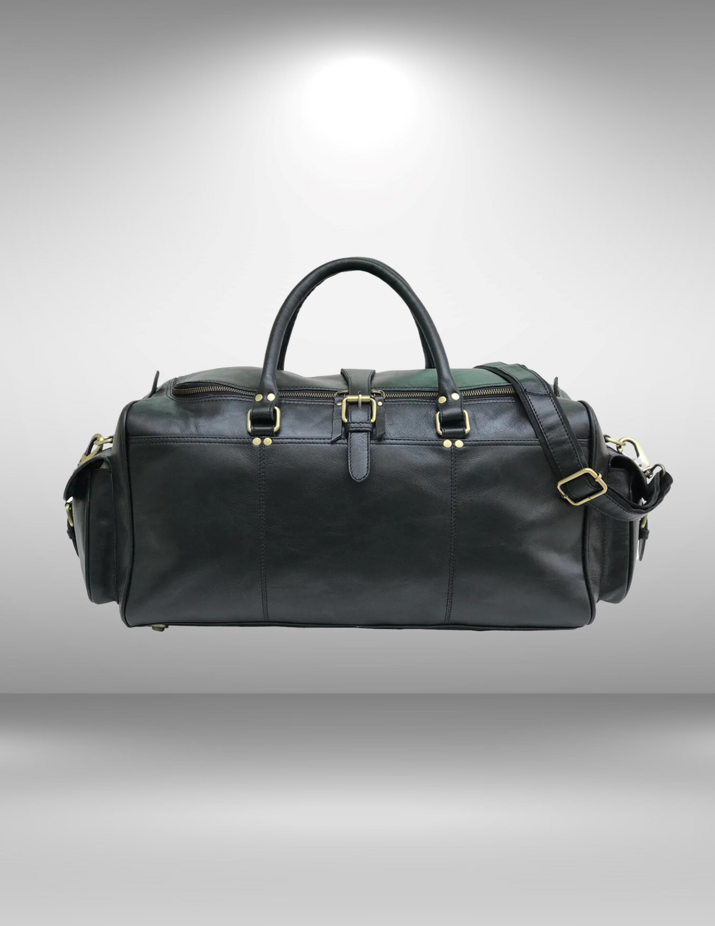 Black Leather Cowhide Weekender Bag-Status Co. Leather Studio