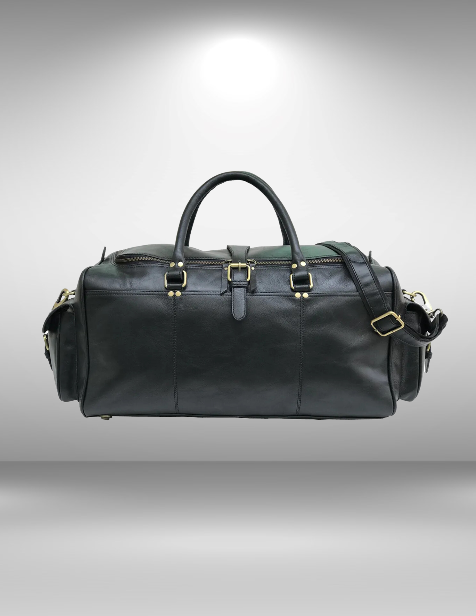 Black Leather Cowhide Weekender Bag-Status Co. Leather Studio