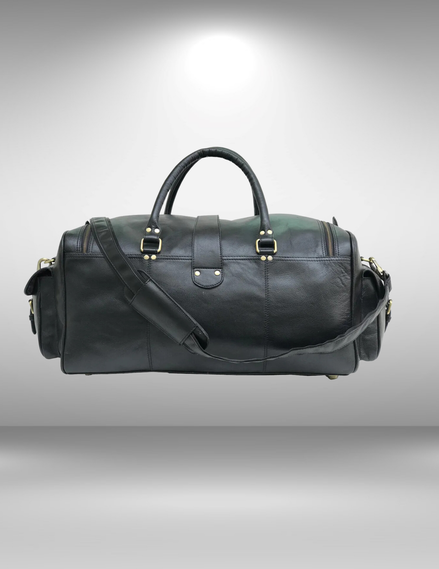 Black Leather Cowhide Weekender Bag-Status Co. Leather Studio