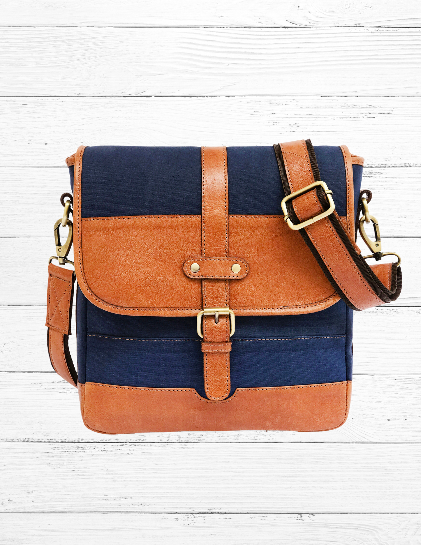 Classic Canvas and Leather Messenger Bag-Status Co. Leather Studio