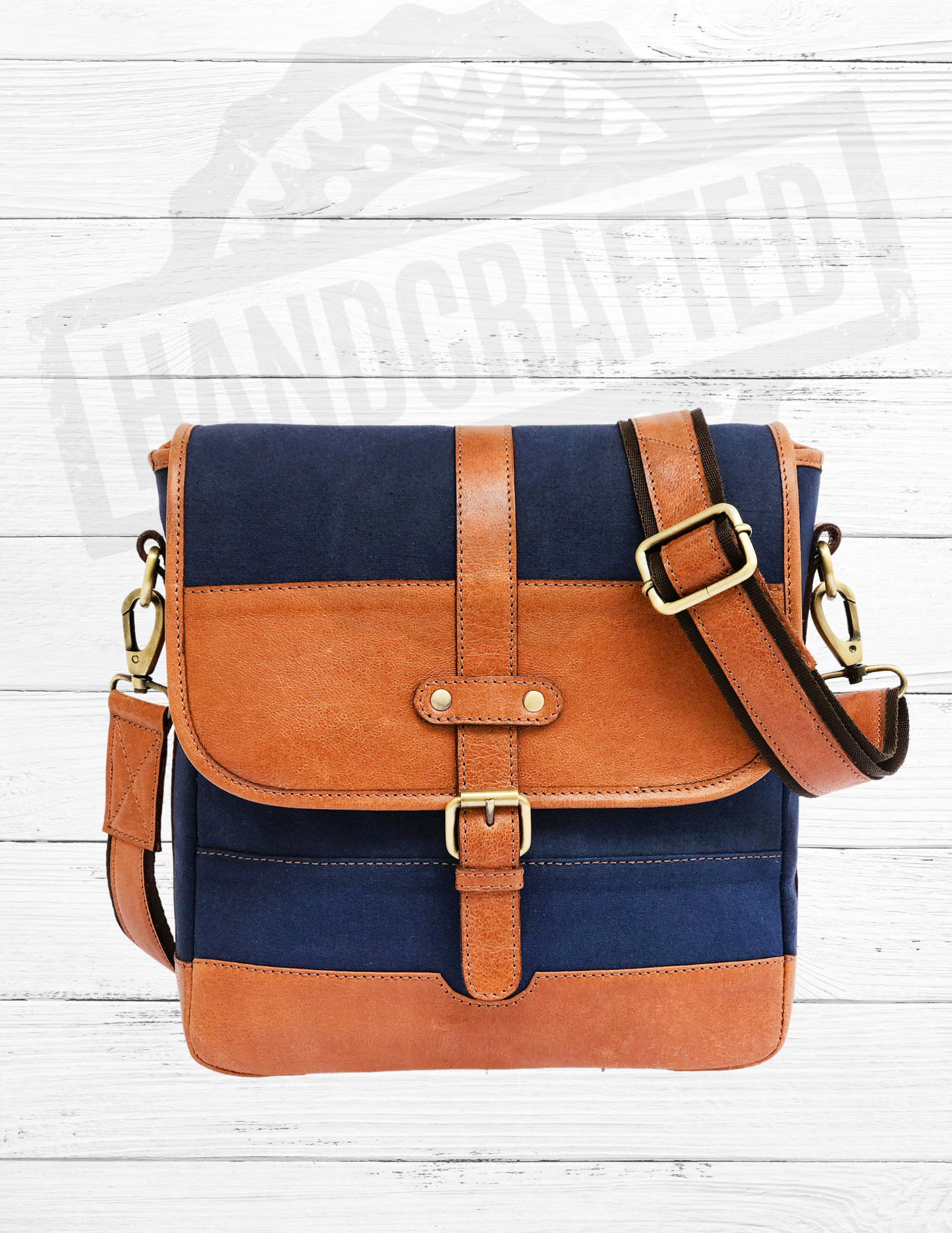 Classic Canvas and Leather Messenger Bag-Status Co. Leather Studio