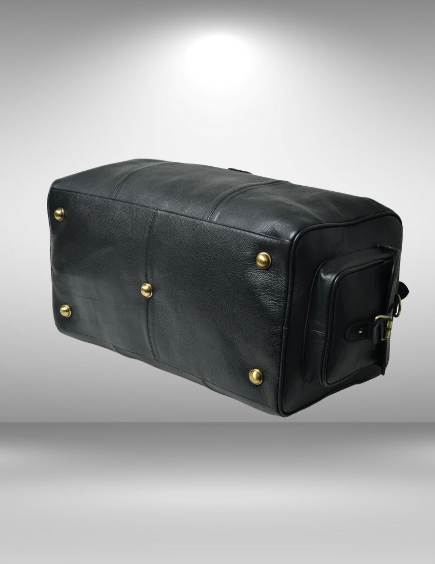 Black Leather Cowhide Weekender Bag-Status Co. Leather Studio