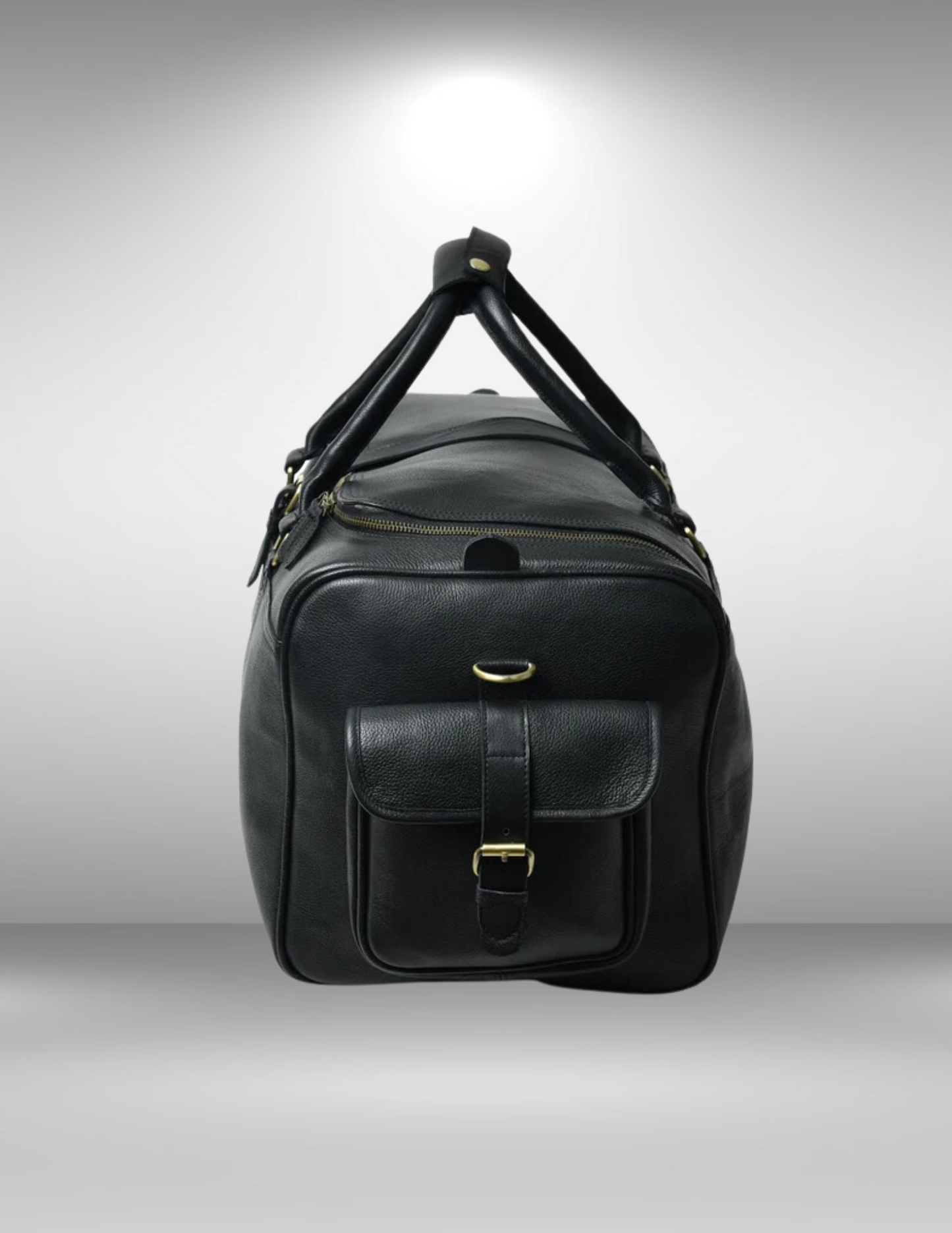 Black Leather Cowhide Weekender Bag-Status Co. Leather Studio