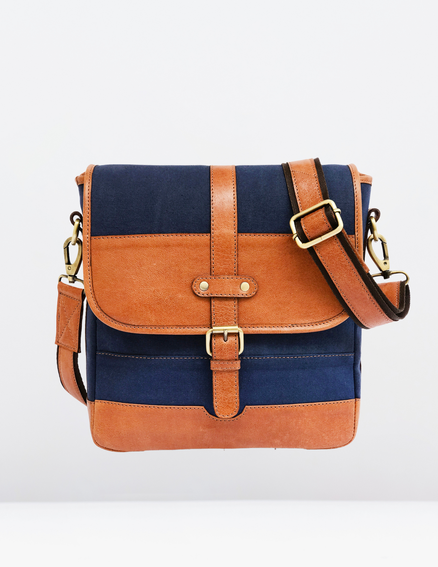 Classic Canvas and Leather Messenger Bag-Status Co. Leather Studio