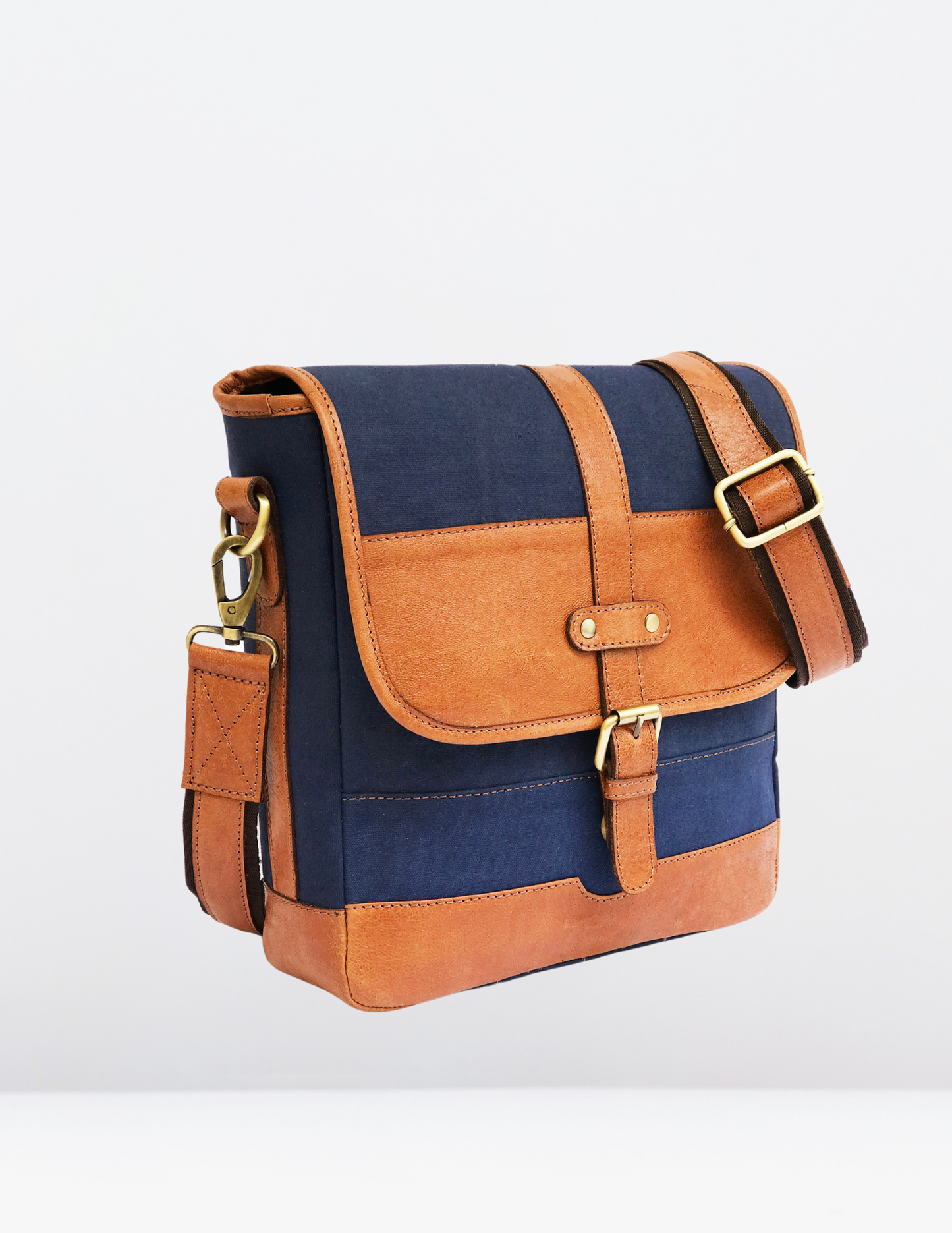 Classic Canvas and Leather Messenger Bag-Status Co. Leather Studio